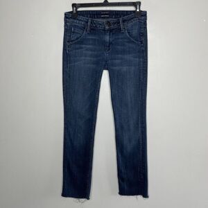 HUDSON Womens Carly Straight Flap-Pockets Jeans Sz 25 Raw-Hem Stretch Low-Rise